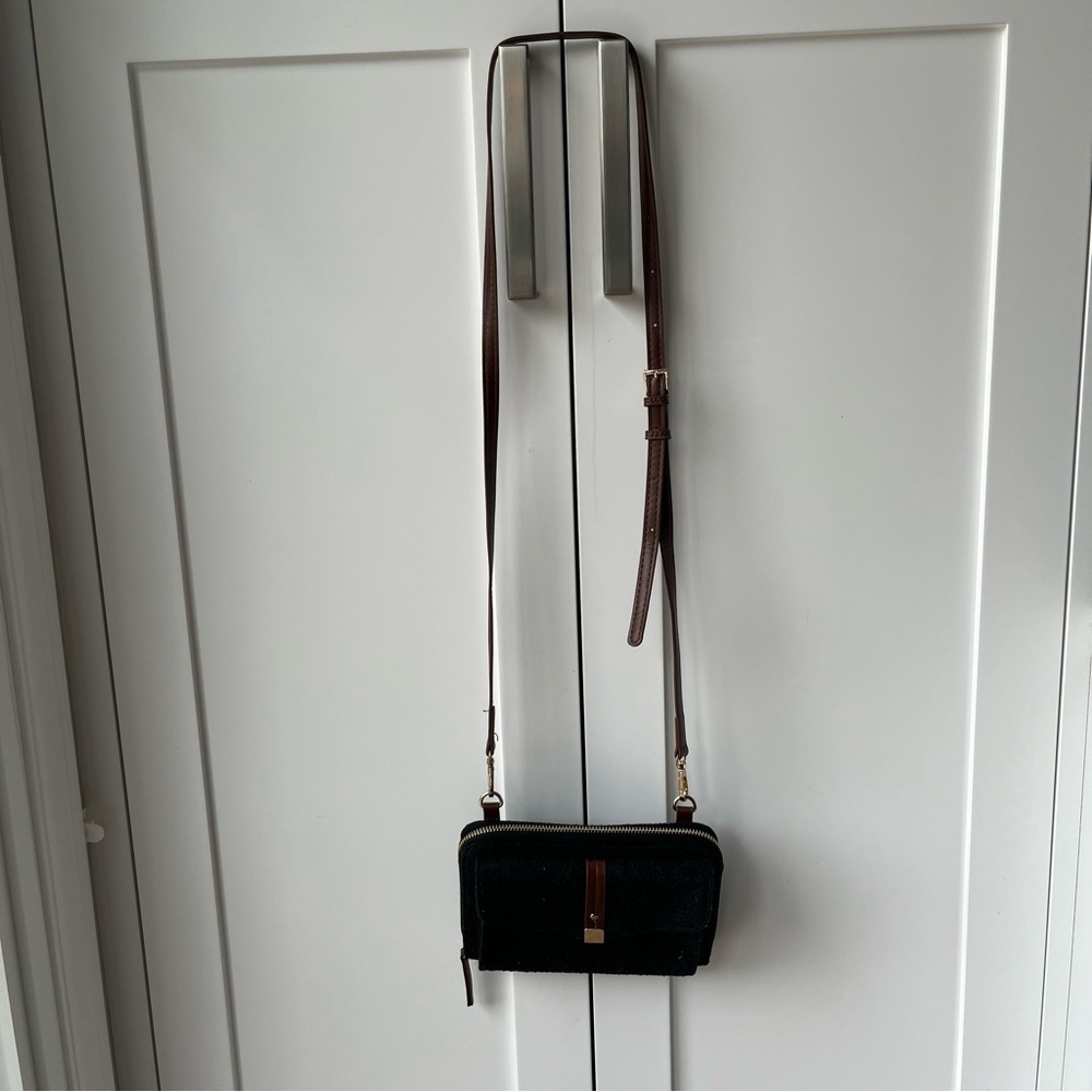 Elegant Black and Brown Crossbody Bag